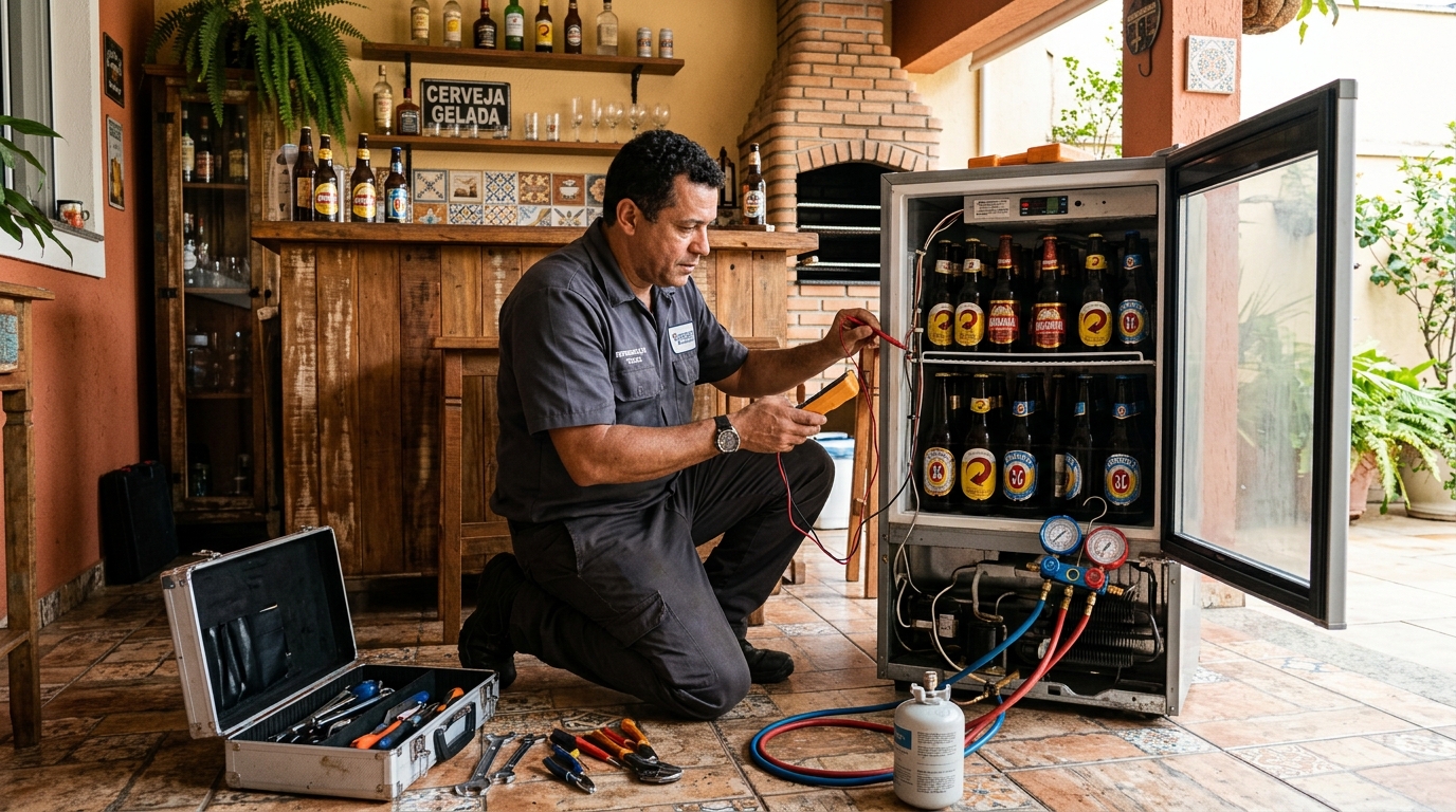 Recarga de gás refrigerante em cervejeira em atendimento em Belém‑PA