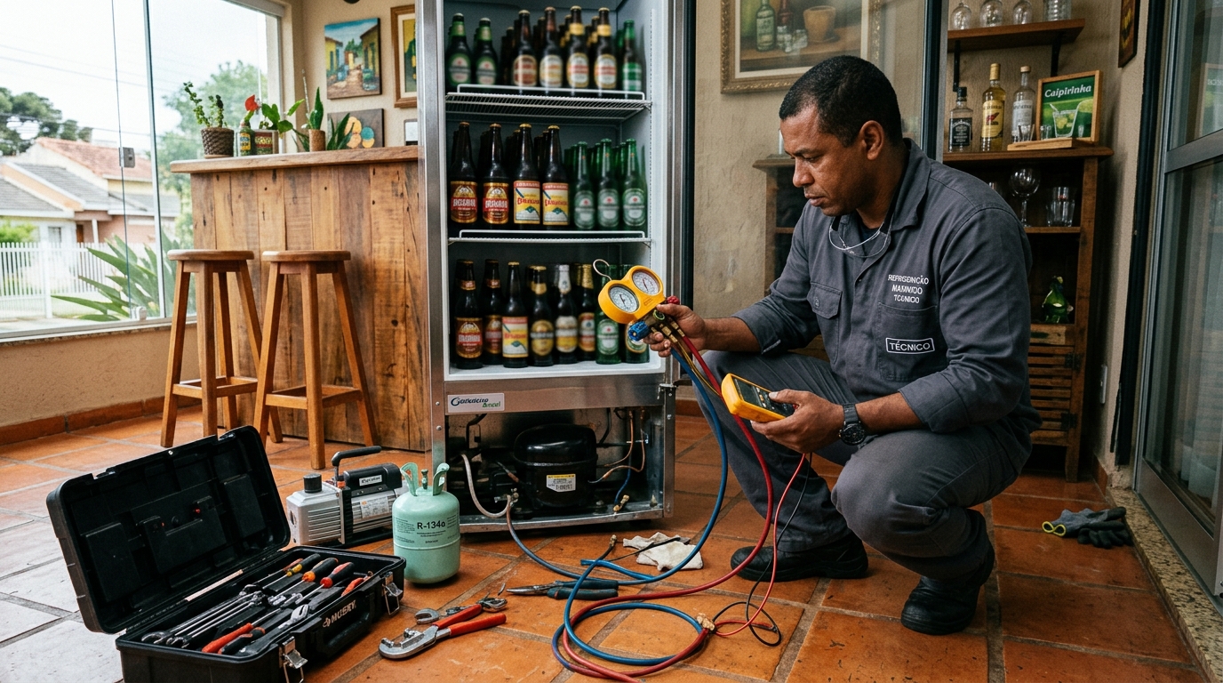 Técnico de conserto de cervejeira em residência em Belém‑PA